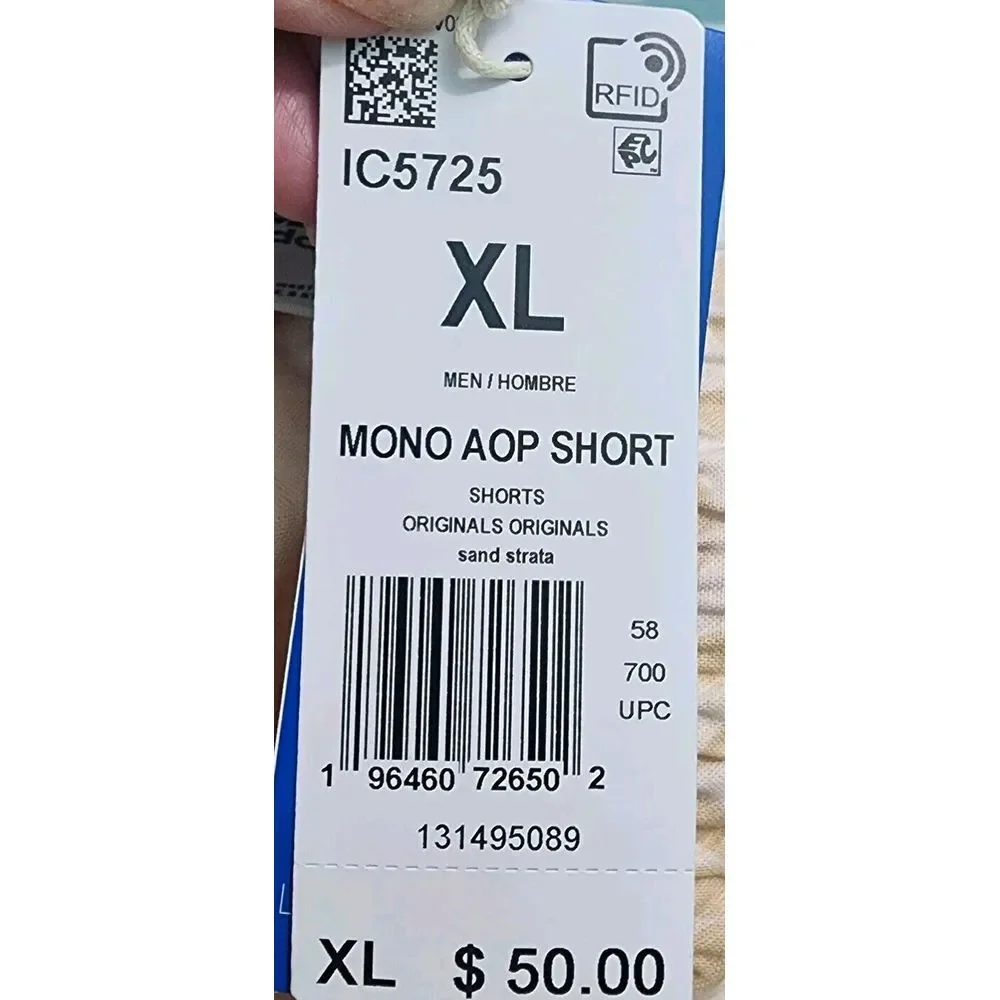 Adidas Men's Size XL Mono‎ AOP Shorts Beige Logo Printed